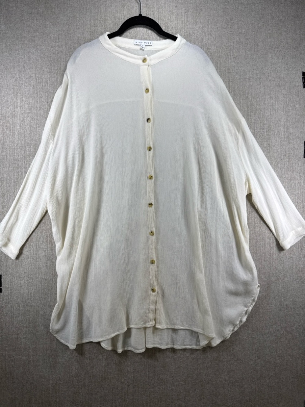 Minutes Muse Ivory Oversized Button Front Shirt Dress Medium